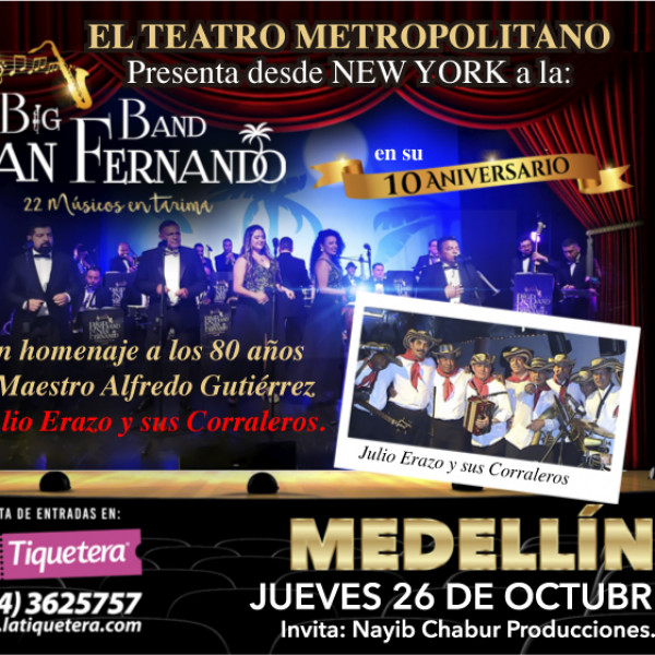 LA BIG BAND SAN FERNANDO DE NUEVA YORK RINDE TRIBUTO A ALFREDO  GUTIÉRREZ - MEDELLÍN