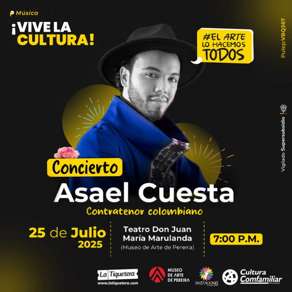 "Un canto a Colombia y Latinoamérica" Recital del contratenor Asael Cuesta y el guitarrista Jefry Cuesta Pereira