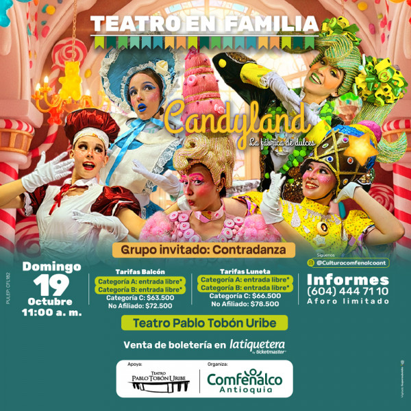 Teatro en familia - Candyland: la fábrica de dulces Teatro en familia - Candyland: la fábrica de dulces