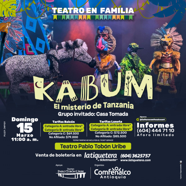 Teatro en familia - KABUM el misterio de Tanzania en Medellín Teatro en familia - KABUM el misterio de Tanzania en Medellín