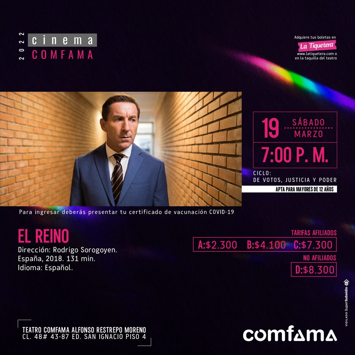 EL REINO En El Teatro Comfama | Cine Comfama